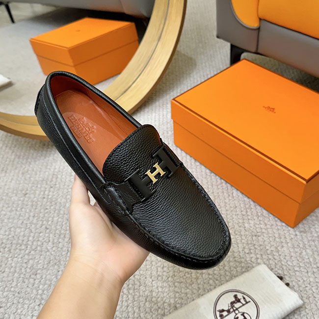 Giày lười hermes đen MB289