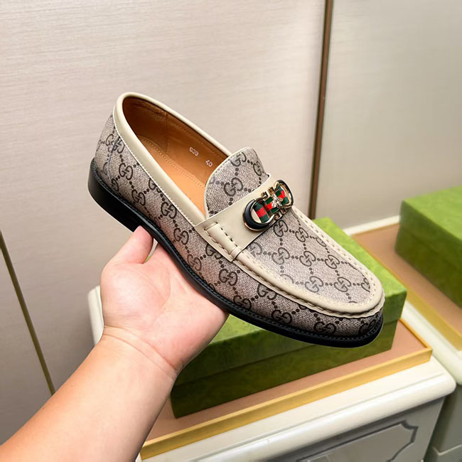 Giày loafer gucci họa tiết canvas MB355