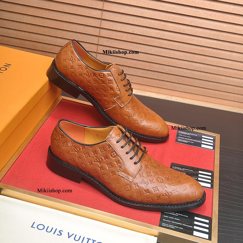 Giày LV loafer buộc dây dập nổi MK100