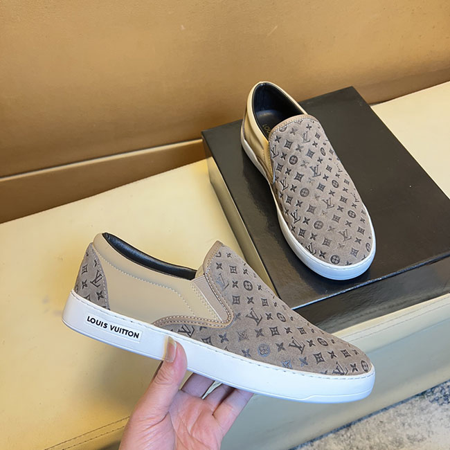 Giày slip on nâu da lộn lv MB326