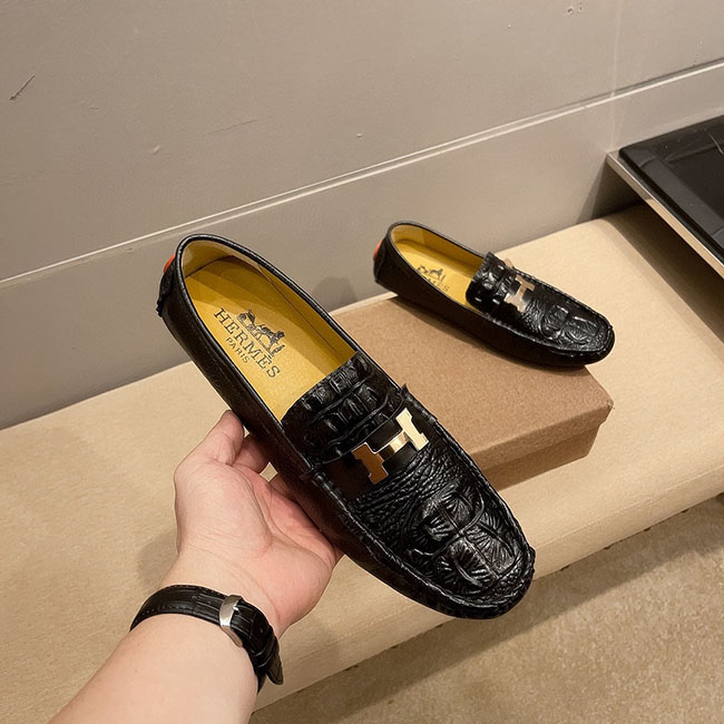 Giày lười heres cá sấu đen MB293