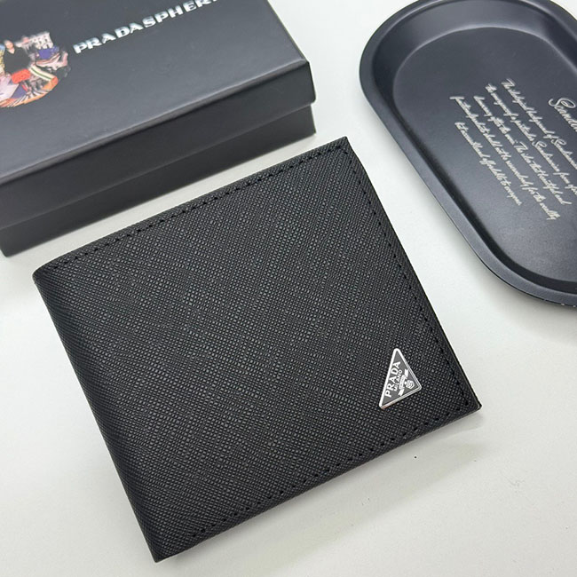 Ví gấp prada ngắn nam vân chéo TL091