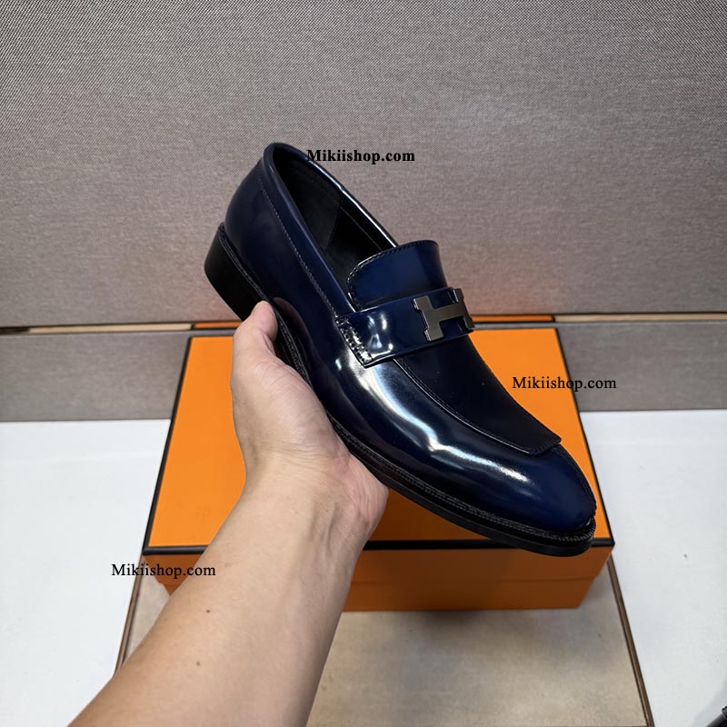 Giày hermes loafer đen xanh MK30