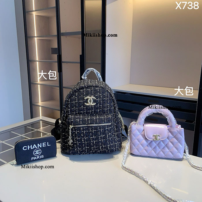Combo 3 món balo+túi xách+ví Chanel TH84
