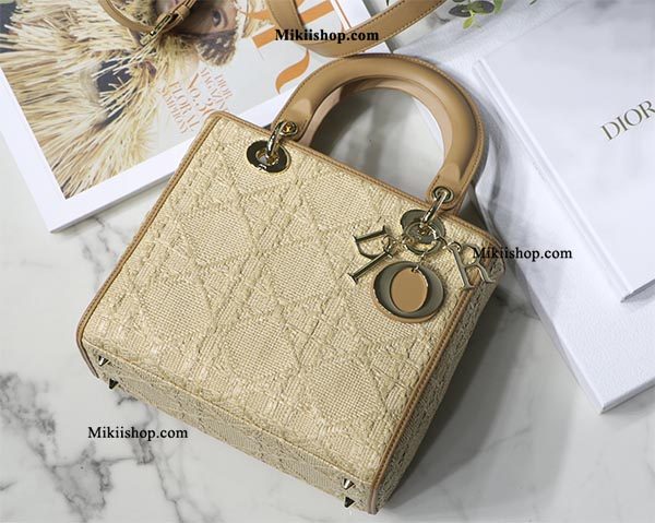 Túi Medium Lady Dior Bag Natural Cannage Raffia - Mikiishop